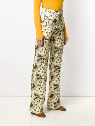 Shop Etro Floral-print Palazzo Trousers In Neutrals
