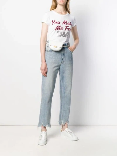 Shop Dolce & Gabbana Glitter-slogan T-shirt In White