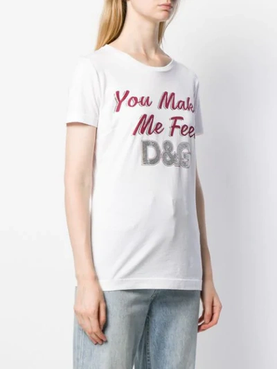 Shop Dolce & Gabbana Glitter-slogan T-shirt In White
