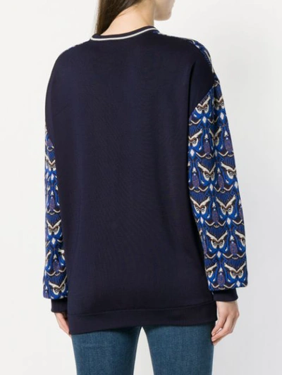 Shop Chloé Oversized Owl Knit Sweater In 4za Multicolor Blue 1