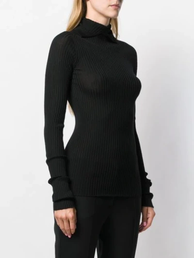 Shop Jil Sander Turtleneck Ribbed Knit Sweater In Black