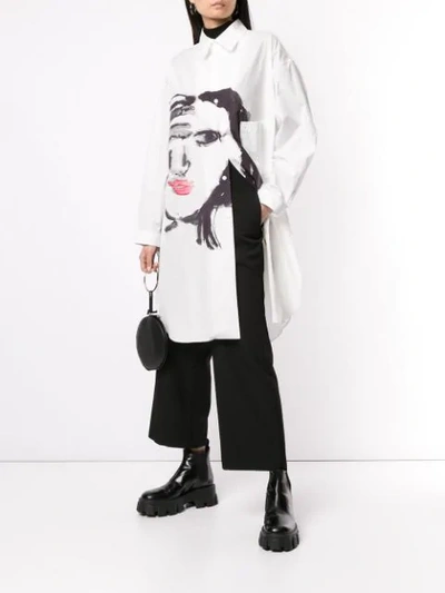 Shop Yohji Yamamoto Face Painting Long Shirt In White