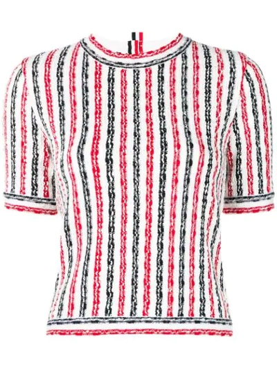 Shop Thom Browne Vertical-stripe T-shirt In White