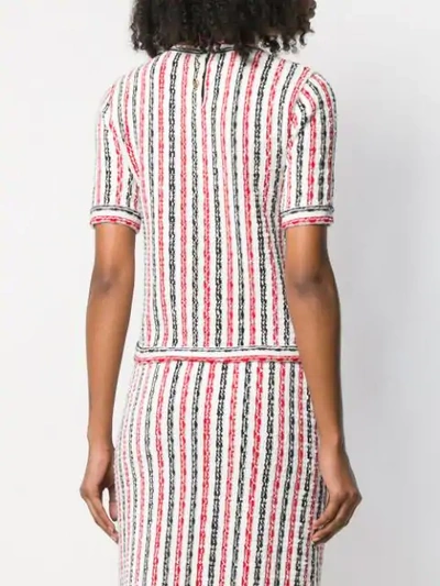 Shop Thom Browne Vertical-stripe T-shirt In White