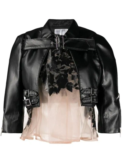 Shop Comme Des Garçons Buckle Detail Cropped Jacket In Black