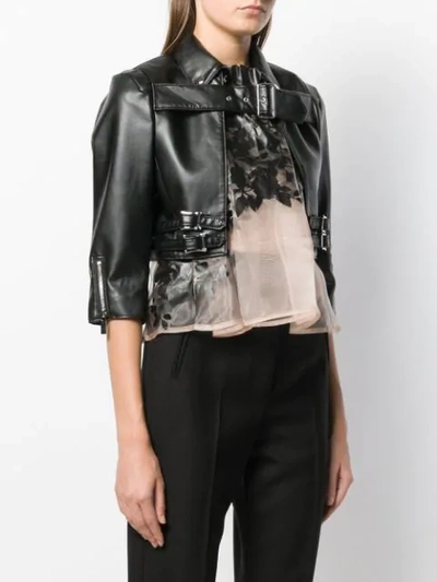 Shop Comme Des Garçons Buckle Detail Cropped Jacket In Black