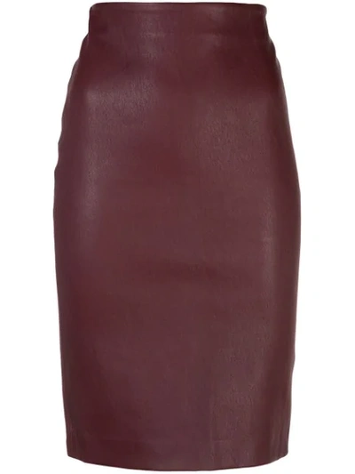 Shop Theory Textured Pencil Skirt In Red
