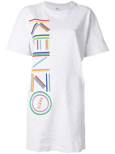 Shop Kenzo T-shirt-kleid Mit Logo-stickerei - Grau In Grey