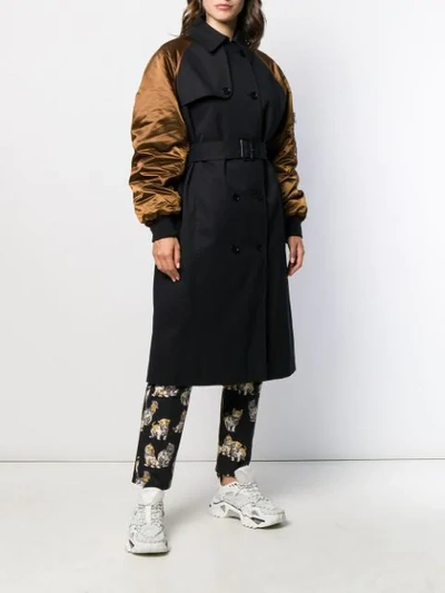 Shop Msgm Double-breasting Bomber-style Coat In Black