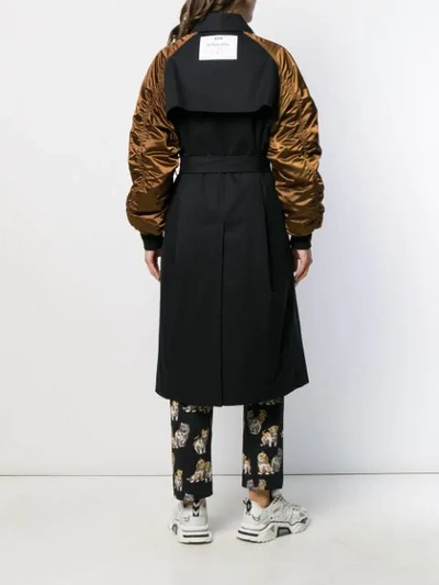 Shop Msgm Double-breasting Bomber-style Coat In Black