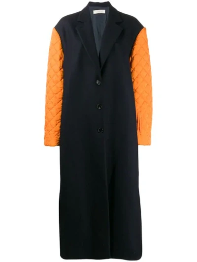 Shop Nina Ricci Contrasting Sleeve Coat In Blue