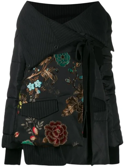 Shop Antonio Marras Off-shoulder Wrap Jacket In 002 Black