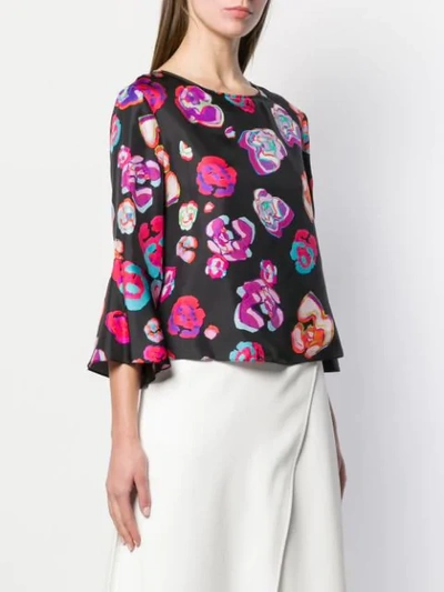 Shop Emporio Armani Floral Silk Blouse In Black