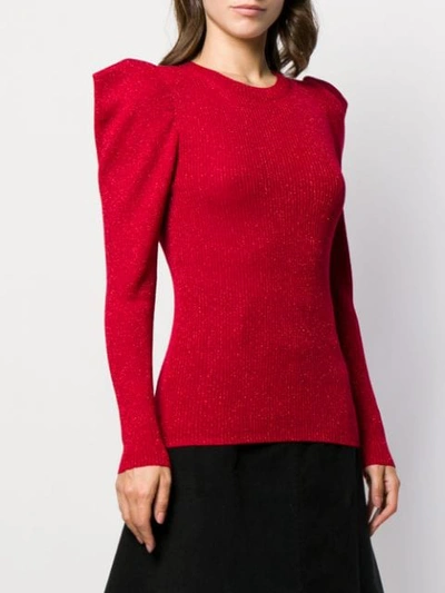 Shop P.a.r.o.s.h Metallized Knitted Top In Red