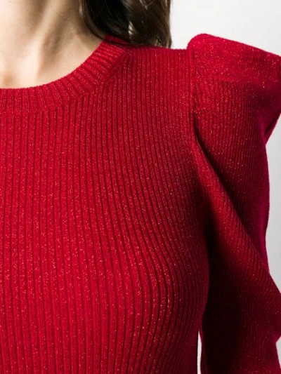 Shop P.a.r.o.s.h Metallized Knitted Top In Red