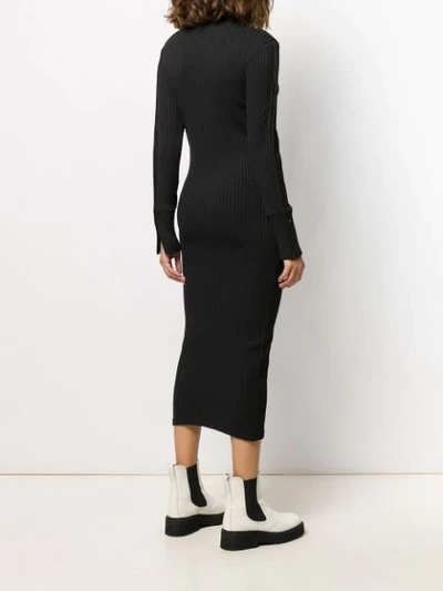 Shop Courrèges Snap Button Ribbed Dress In Black