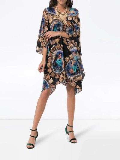 Shop Kimberly Mcdonald V-neck Print Crystal Silk Kaftan Dress - Multicoloured