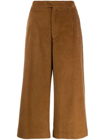 Shop Jejia Cropped Palazzo Trousers In Brown