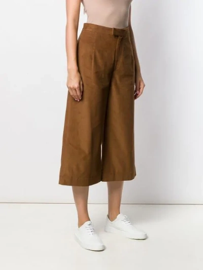 Shop Jejia Cropped Palazzo Trousers In Brown
