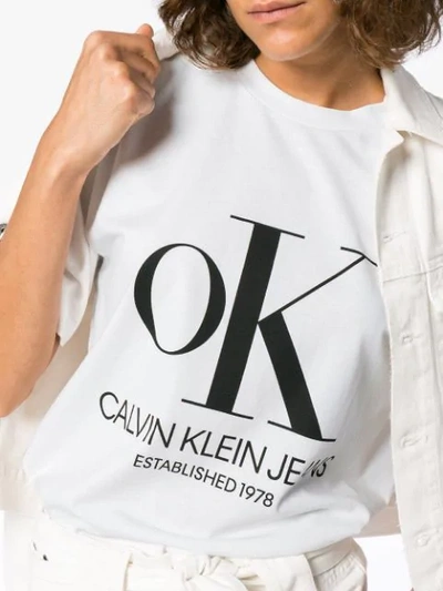 Shop Calvin Klein Jeans Est.1978 Ok Print T In White