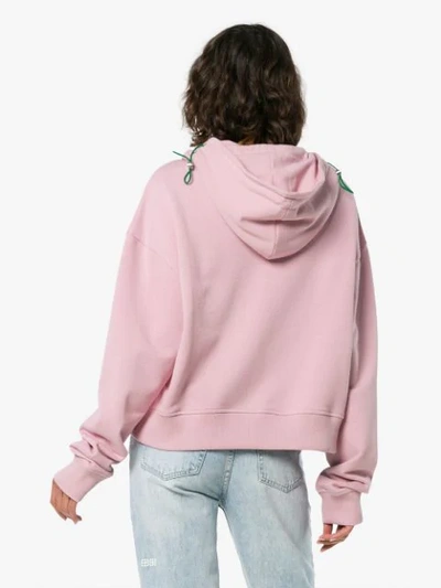 Shop Mira Mikati Late Slogan Hooded Sweatshirt In Pink