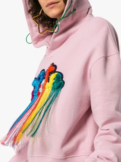 Shop Mira Mikati Late Slogan Hooded Sweatshirt In Pink