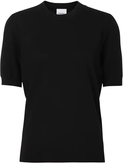 Shop Burberry Rear Embroidered Logo Top In Black