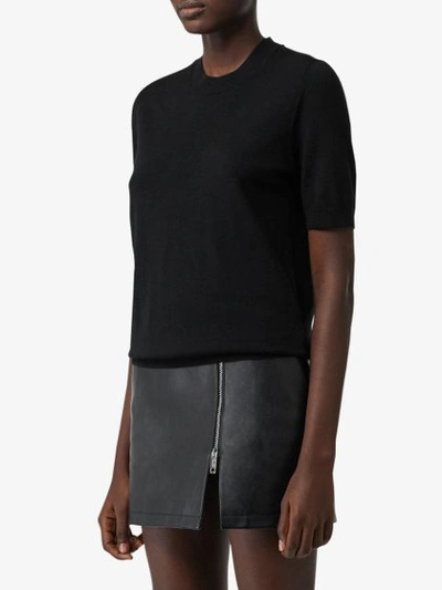 Shop Burberry Rear Embroidered Logo Top In Black