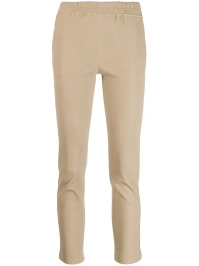 Shop Arma Ruched Waistband Skinny Trousers In Neutrals