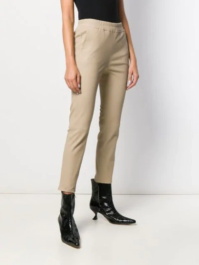 Shop Arma Ruched Waistband Skinny Trousers In Neutrals