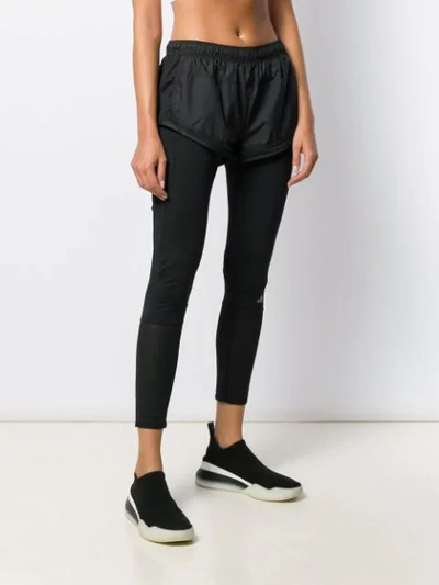 Shop Adidas By Stella Mccartney Performance Essentials Shorts Over Leggings In Black