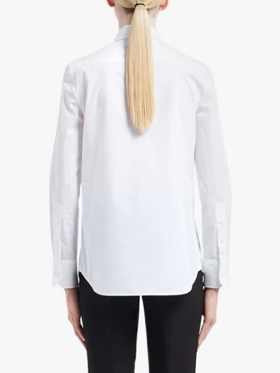 Shop Prada Crystal Embellished Tie Shirt In White ,black