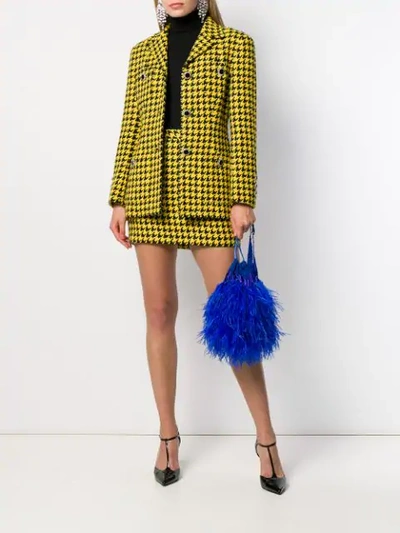 ALESSANDRA RICH HOUNDSTOOTH PRINT BLAZER - 黄色