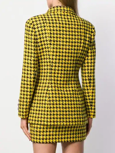 ALESSANDRA RICH HOUNDSTOOTH PRINT BLAZER - 黄色