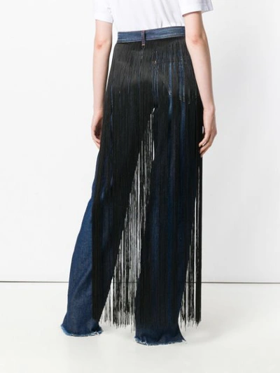 Shop Mm6 Maison Margiela Fringe Embellished Trousers - Blue