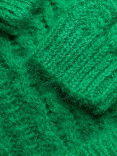 Shop Prada Faux Fur Detail Jumper In Green