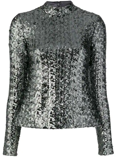 Shop Alexis Sequinned Top In Silver