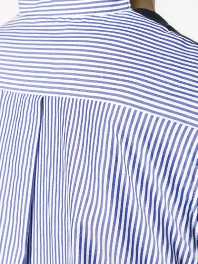 Shop Sacai Striped Back Dress In Blue