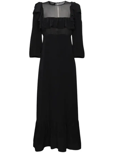 Shop Rochas Silk Sheer Dress In Black