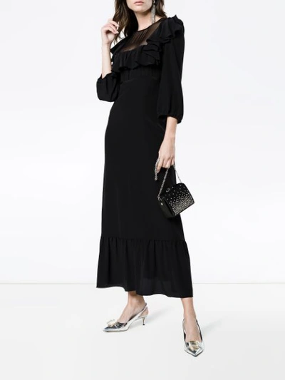 Shop Rochas Silk Sheer Dress In Black