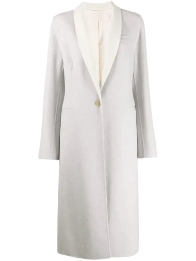 Shop Joseph Contrasting Collar Single-breasted Coat In Grey