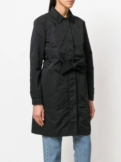Shop Moncler Belted Parka Coat - Black