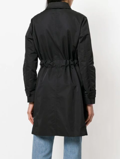 Shop Moncler Belted Parka Coat - Black