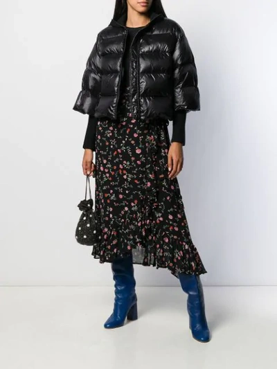 Shop Red Valentino Red(v) Cropped Puffer Jacket In Black