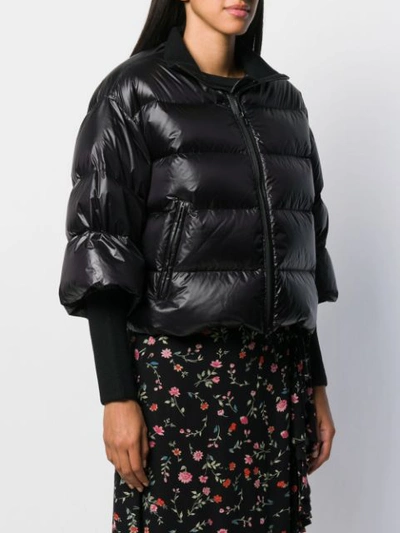 Shop Red Valentino Red(v) Cropped Puffer Jacket In Black