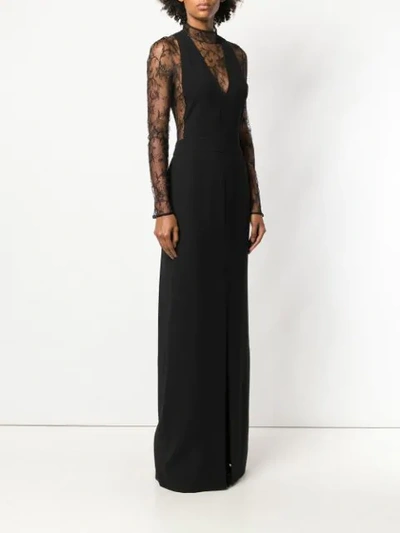 Shop Givenchy Long Sleeved Lace Dress In Black