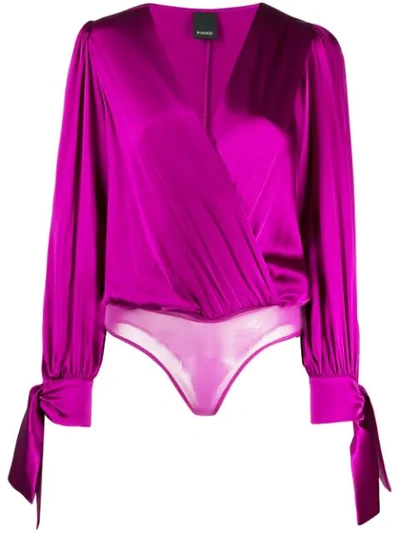 Shop Pinko Diva Wrap Bodysuit In Purple