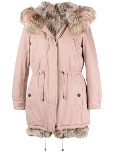 Shop Alessandra Chamonix Racoon Fur Lined Parka Coat - Pink
