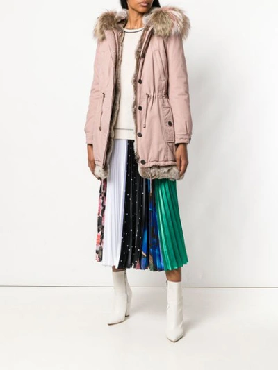 Shop Alessandra Chamonix Racoon Fur Lined Parka Coat - Pink