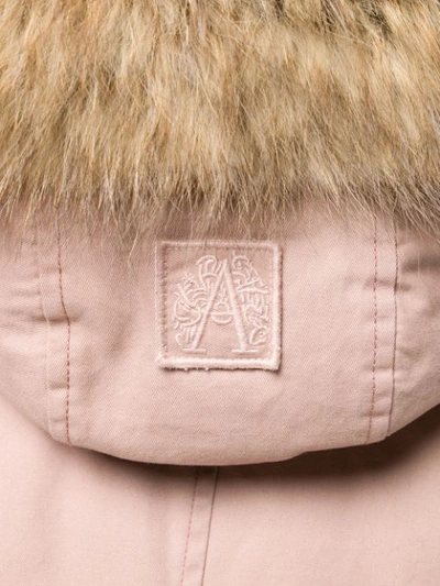 Shop Alessandra Chamonix Racoon Fur Lined Parka Coat - Pink